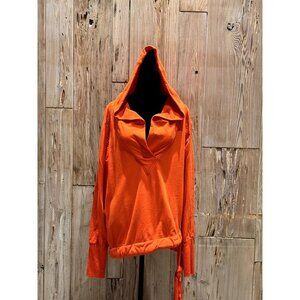 Roque Italy Womens Oversized V Neck Athleisure Hoodie With Side Tie Long Sleeves